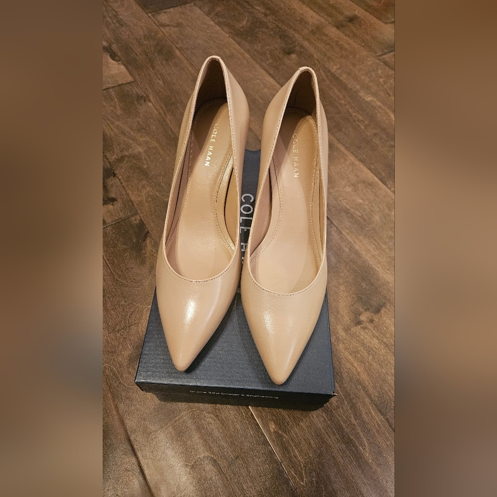 Cole Haan Nude Beige Pointed-Toe Pumps